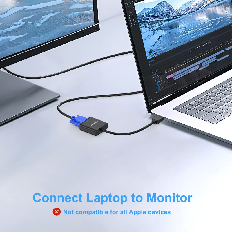 FEMORO HDMI to VGA Adapter Converter 5-Pack (Male to Female) for Computer, Desktop, Laptop, PC, Monitor, Projector, HDTV, Chromebook, Raspberry Pi, Roku, Xbox and More - Black - Image 2